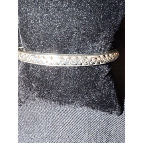 VTG Brighton "Sacred Heart" Hinged Bangle Bracelet early Y2K Swarovski stones