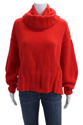 Boss Hugo Boss Women Red Cashmere Silk Turtleneck Pullover Size XS
