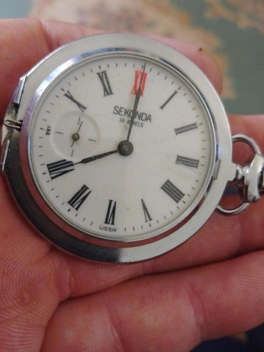 Reloj Bolsillo Mecánico De Colección Sekonda Para Hombre (No Funciona) URSS 18 Joyas 45mm