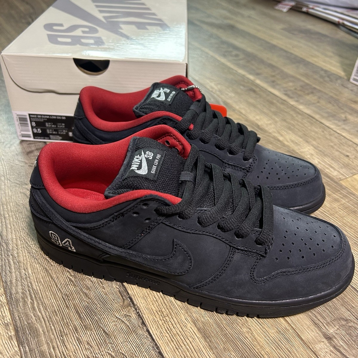 Size 8 - Nike Dunk SB Low 94 Supreme Black Red HQ8487-001 - NEW | eBay