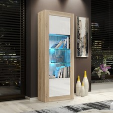 Display Cabinet – 170cm – High Gloss Doors – LED – Tall Modern Unit – LUNARO