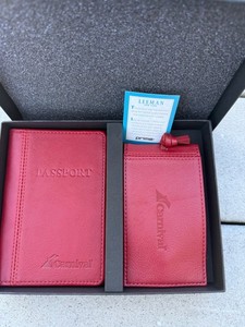 Carnival Cruise Lines Leeman leather passport holder and luggage tag