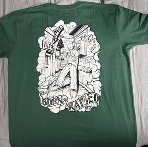 ウェア MR CARTOON BORN RAISED RUGBY SHIRT GREEN BornxRaised Mr. Cartoon Rugby Shirt Green/White large BRAND