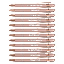 Funny Pens, 12 Pcs Rose Gold Fine Point Smooth Writing Pens, Inspirational St...