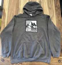 Columbia Hoodie Sweatshirt Mens Large Tall Gray Mountain Fleece Pullover Outdoor