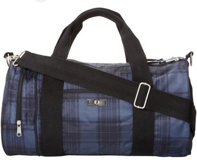 Fred Perry Classic Barrel Bag Blau Schwarz Tartan Karo L3157 Wochenende Reisen NEU
