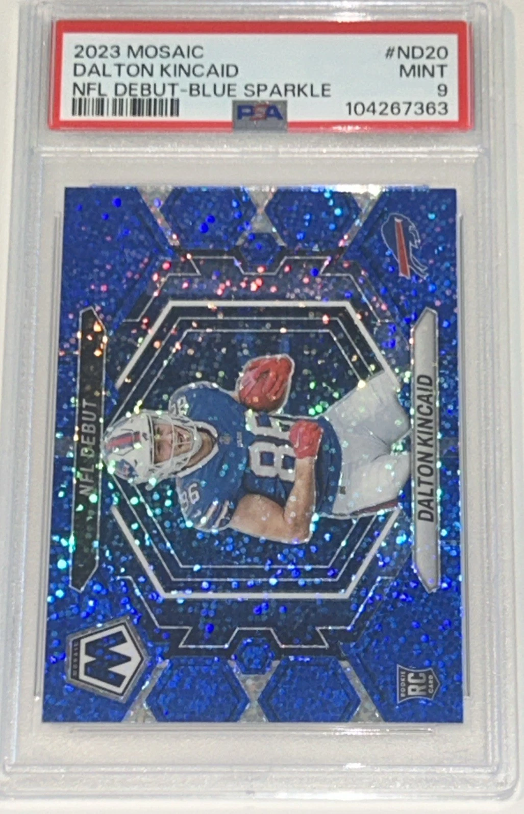 Dalton Kincaid Panini Mosaic NFL Debut #ND20 Blue Sparkle