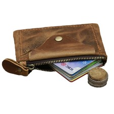 Genuine leather coin purse cowhide crazy horse leather zipper retro coin bag