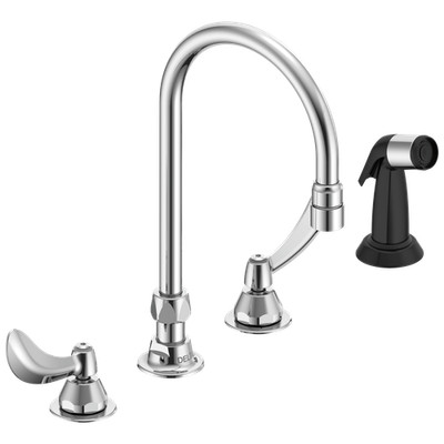 Delta 27C1/27C2 2-Handle 8'' Below Deck Faucet w/ Hose & Spray - Chrome