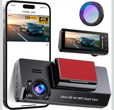 Dash Cam Front 4K Built-in 5GHz WiFi with CPL, Dash Camera for Cars with 64GB...