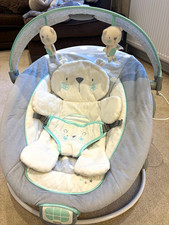 Ingenuity Stars Baby Bouncer Chair with Toy Bar, Music/Vibration Grey White Mint