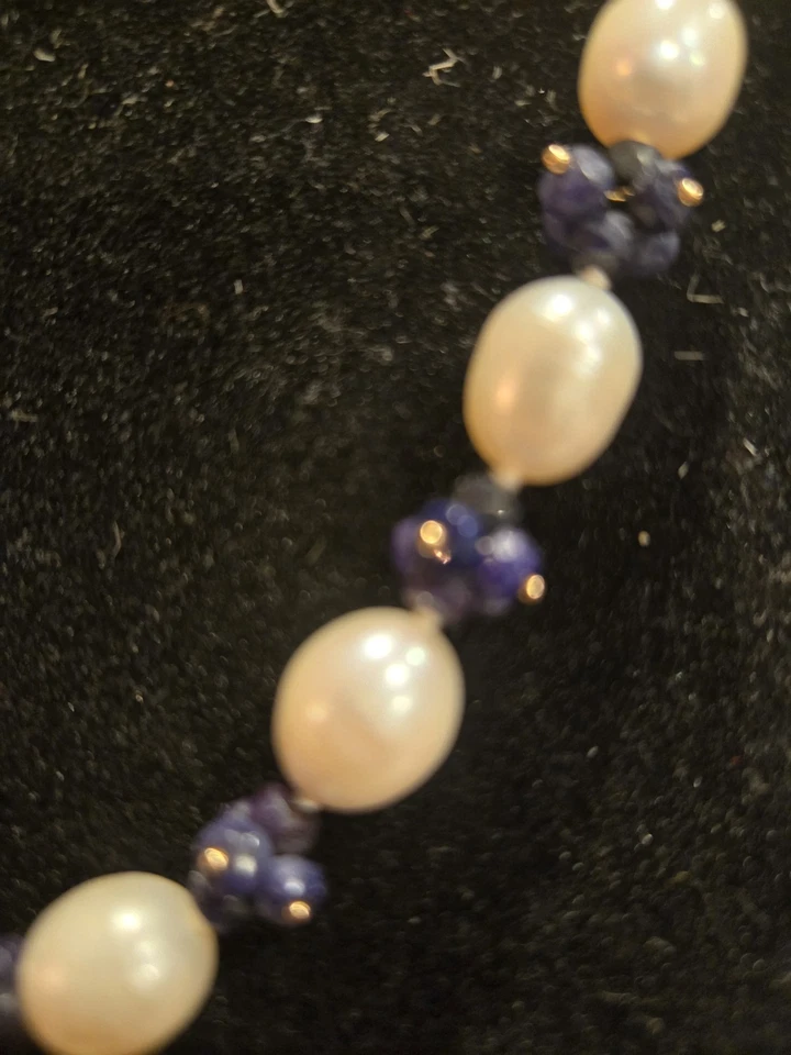 Collar Zoe B 14k Perla Y Zafiro Azul 22 pulgadas De Colección Foto 2 de 4