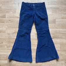 Vintage 70s Plush Bottoms Corduroy Low Rise Big Super Bell Bottom Pants 30x29
