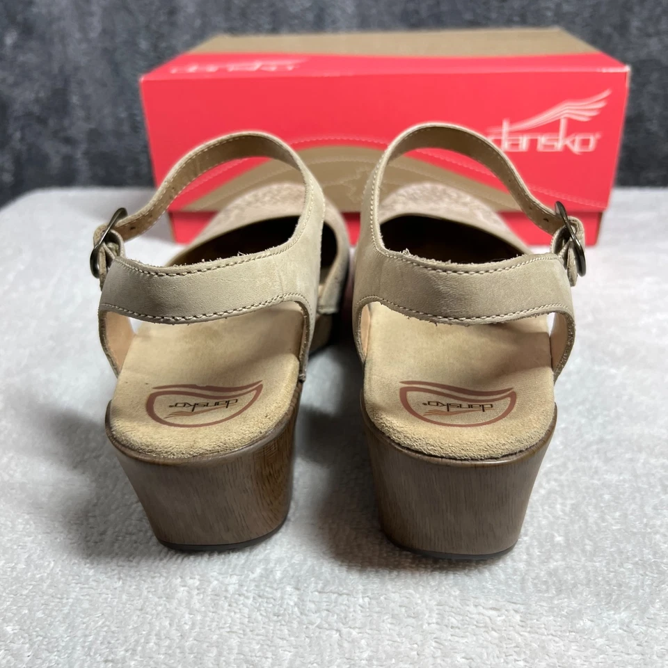 Dansko Clogs Womens Size 41 Mary Jane Sam Nubuck Sand Floral W/ Box 9840-032200 - Image 3 of 4