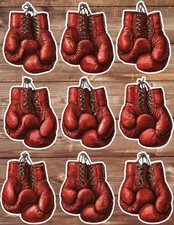 Red Boxing Gloves Vinyl Die Cut Stickers Set Scrapbooking Laptop Water Bottle