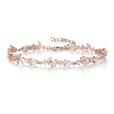 Crysdue Wedding Bridal Link Bracelet for Brides Bridesmaids, Marquise Cubic Z...
