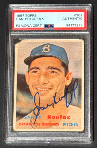 1957 Topps #302 Sandy Koufax HOF Dodgers Signed Card PSA/DNA Authenticated Auto