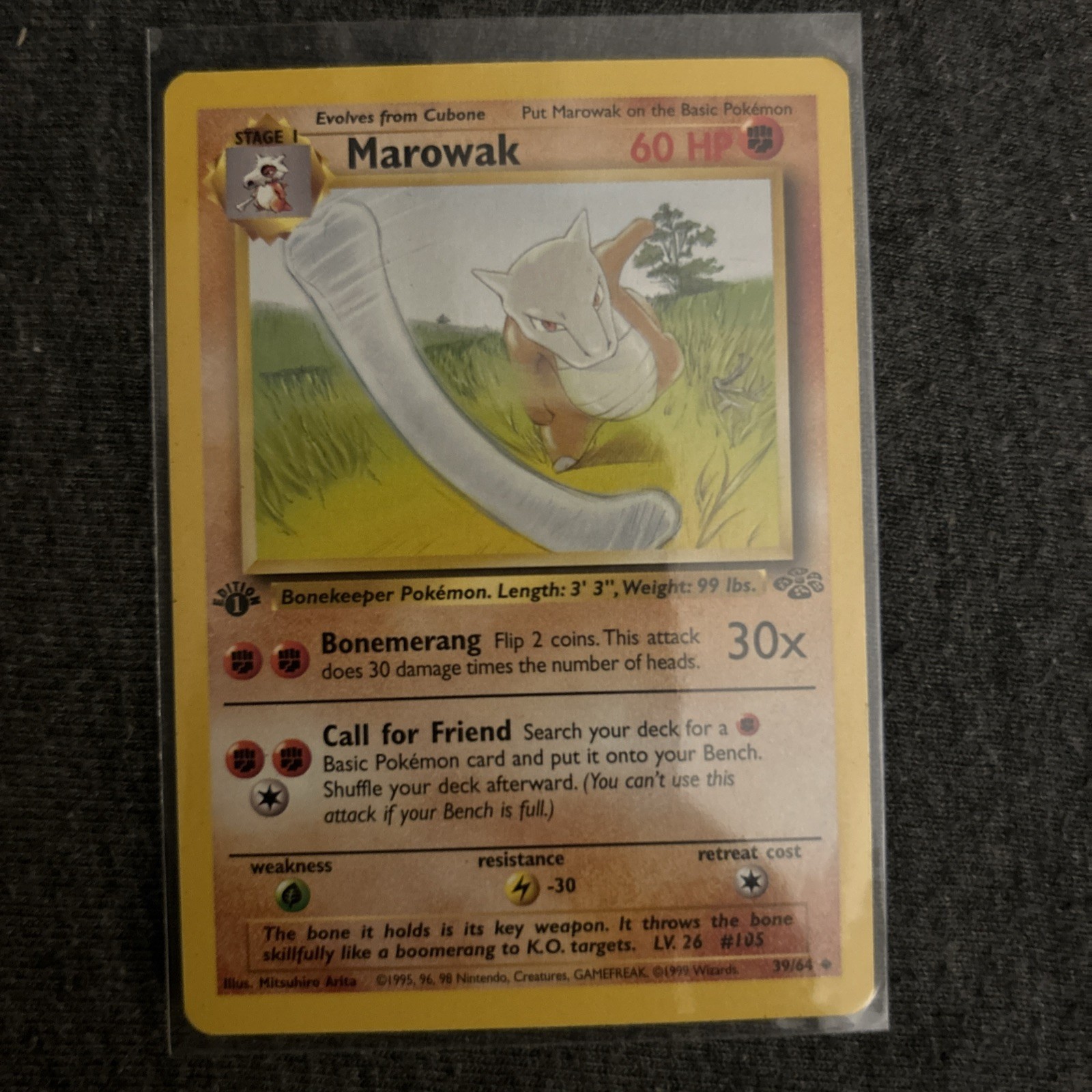 1st Edition Marowak 39/64 Jungle Regular Pokemon Card Near Mint