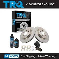 TRQ Rear Premium Posi Ceramic Disc Brake Pad & Rotor Kit w/Chemicals for GM