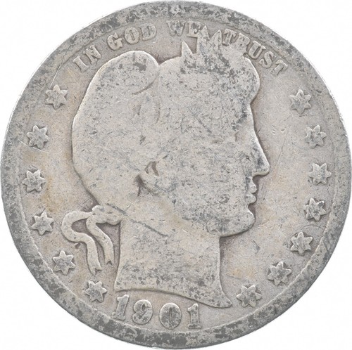 BETTER 1901 Liberty Barber 90% Silver US Quarter *308
