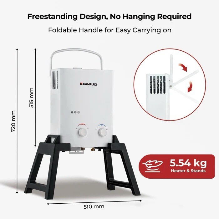 CAMPLUX 5L Gas Water Heater with 4.3L Water Pump Freestanding AY132 eBay