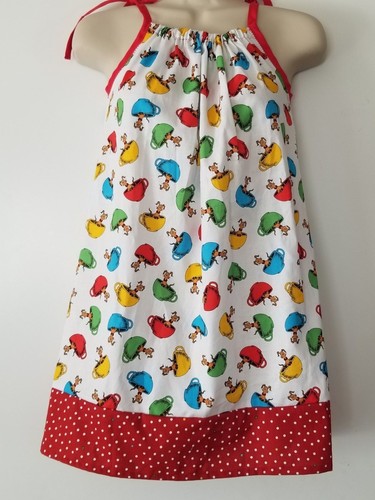 Dr Seuss Hop On Pop Cups Bright Girls Pillowcase Dress/Red for summer - Picture 7 of 8
