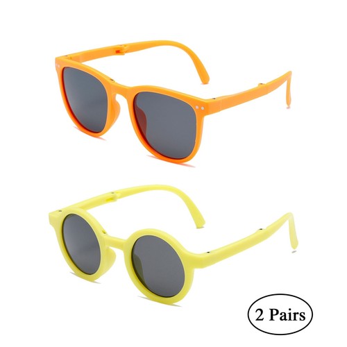 2 Pairs Kids Sunglasses Foldable Classic Style Retro For Children Boys Girls - Picture 33 of 42