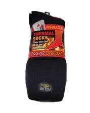 Polar Extreme Men's Thermal Insulated Lined Wool Crew Socks Fits Shoe 6-12