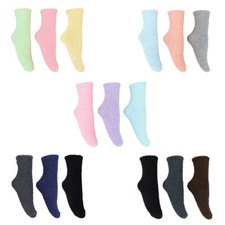Soft Solid Striped Winter Fuzzy Plush Socks - 3 Pairs Set, Diff Colors Avail