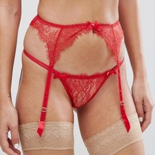L' Agent Agent Provocateur Grace Suspender Belt Color: Red Size: Large L112-45