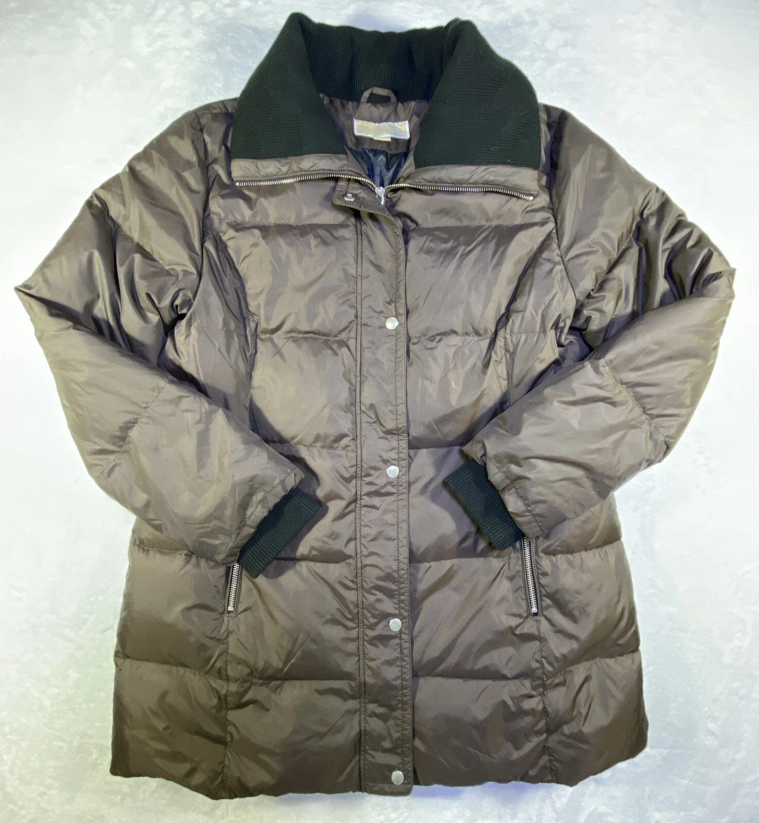 Michael Kors Parka Donna Grande Marrone Nero Piumino Piumino Imbottito