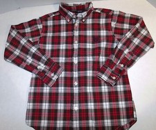 Chaps Brown Red White Plaid Cotton Button Down Preppy Dress Shirt Size 7 C-2