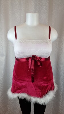 Damen Bodydoll Oberteil  Dessous Neu Weihnachten Rot Weiß. 44/46 Art 24/886