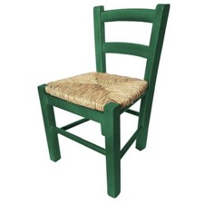 Sediolina per Bambini in Legno Verniciato con Seduta in Paglia 28x28cm