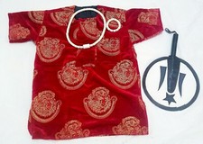 Kid's 3 Pcs Traditional Lion Head Isiagu Short Sleeve Velvet Top Size 7/8