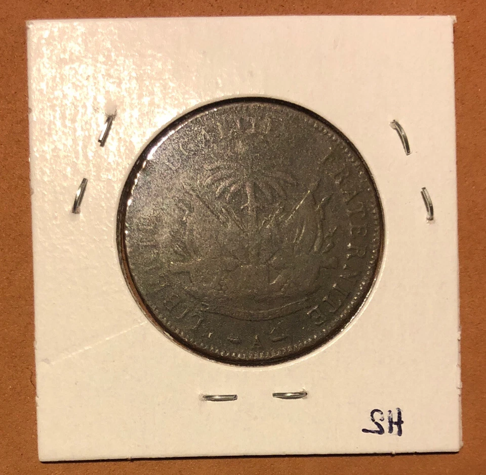 1886 A Haiti 2 Centimes Coat Of Arms Bronze Collectible Coin Paris Mint KM#49 - Image 4 of 4