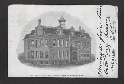 Austin Minnesota MN 1905 Private Mailing Card 3 Story Brick & Stone College Main