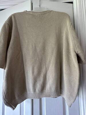 Lands End Short Sleeve Knit Sweater Women XL 100% Cotton Pullover