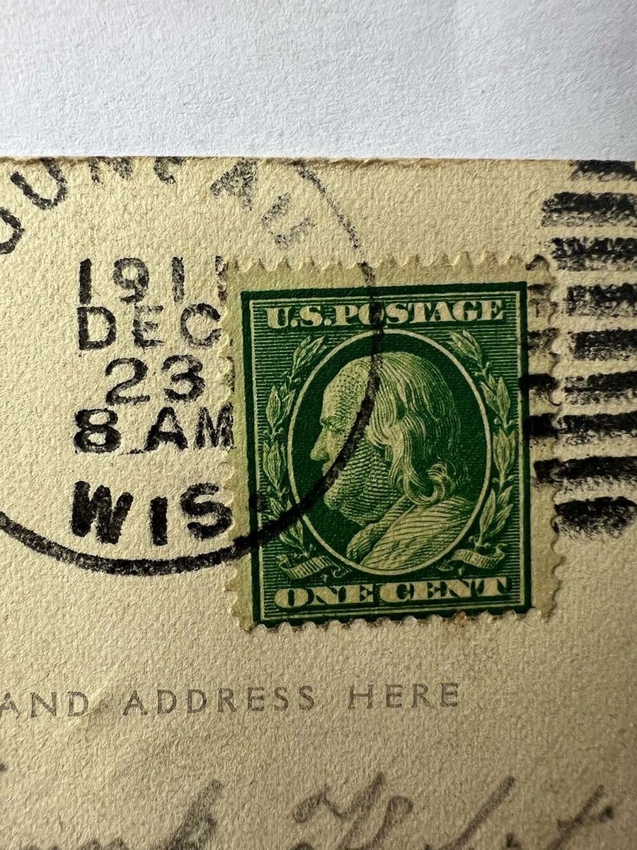 Vintage Rare POST CARD 1911 with the 1 CENT Stamp Benjamin