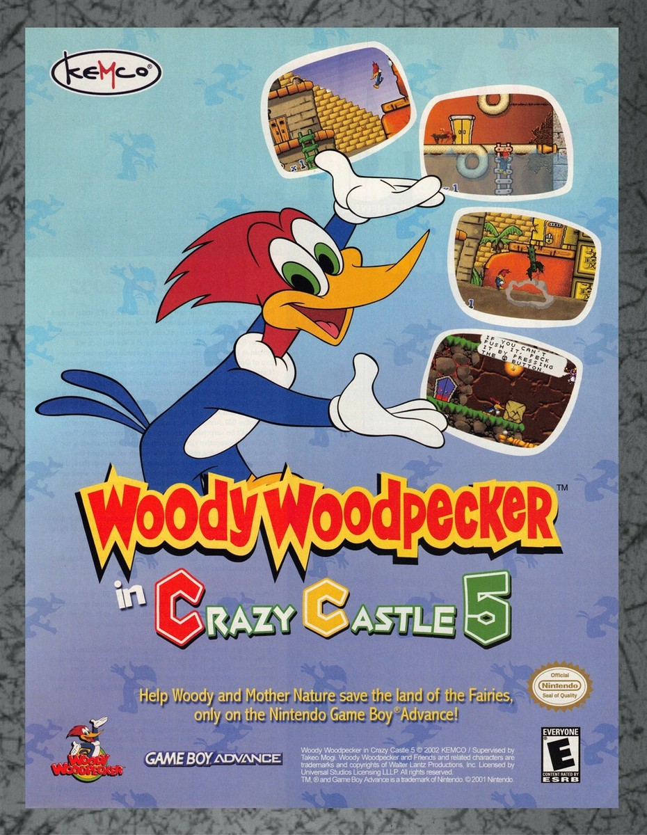 Crazy Castle 5 Woody Woodpecker Nintendo Game Boy Advance Print Ad 