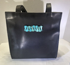 Paige Wallace Black Real Leather Purse, Smooth Finish, Turquoise Stone Detail