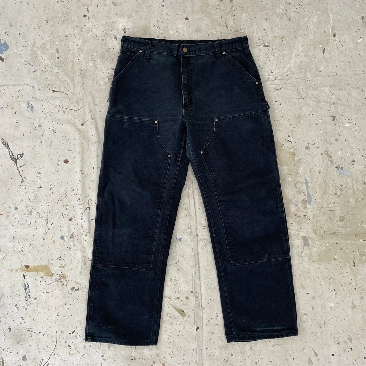Vintage 90 s Black Carhartt Double Knee Made in USA Jeans Men s 36