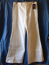 Ralph Lauren Collection Purple Label Size 8 White Denim Tan Stripe Pants New NWT