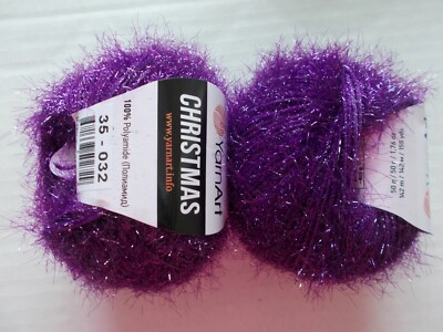 YarnArt Christmas fuzzy/sparkly yarn, Eggplant (#35), lot of 2, (155 yds ea)