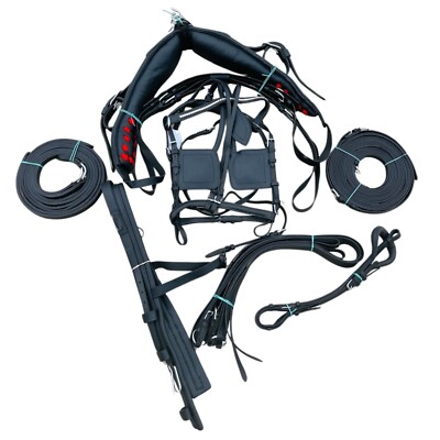 Pony Regular Horse Leather Driving Harness- Complete Set - Leather - Black & Tan