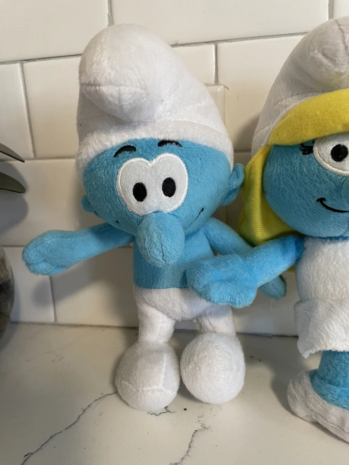 Nanco Smurfs Smurfette & Boy Smurf Plush Stuffed Animal Toy Gift Blue 12 Inch  - Image 4 of 4