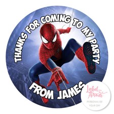 Personalised Spiderman Superhero Birthday Party Stickers Thank You Labels Seals