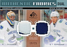 2011-12 ROBERTO LUONGO RYAN KESLER SP GAME USED DUAL PATCH SSP 19/25 CANUCKS