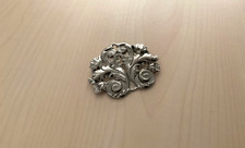 MIRIAM HASKELL Signed RARE SILVER TONE REPOUSSE” ART DECO VINTAGE BROOCH JEWELRY