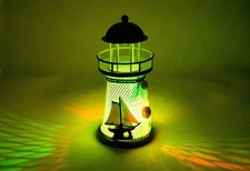 Ornament Nautical Ocean Metal Lighthouse Changing LED Light Night Tabletop Decor